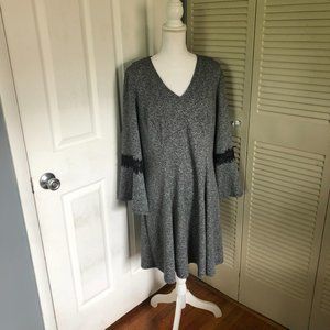 ELLE belle sleeve grey tweed dress plus XXL